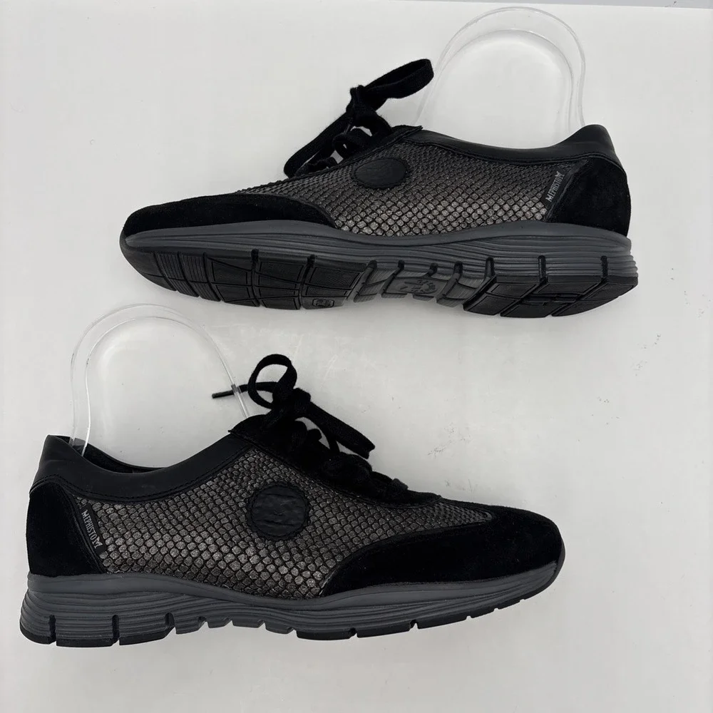 Mephisto Yael Runoff Air Jet System Walking Shoe Sneaker Black Leather Suede 7.5